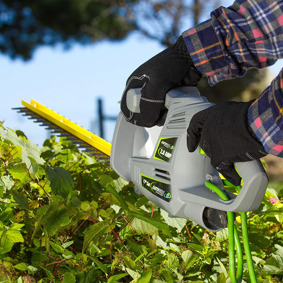 Earthwise 17 Inch Corded Electric Plug-In Hedge Trimmer with 2.8 Amp Motor, Gray - VMInnovations