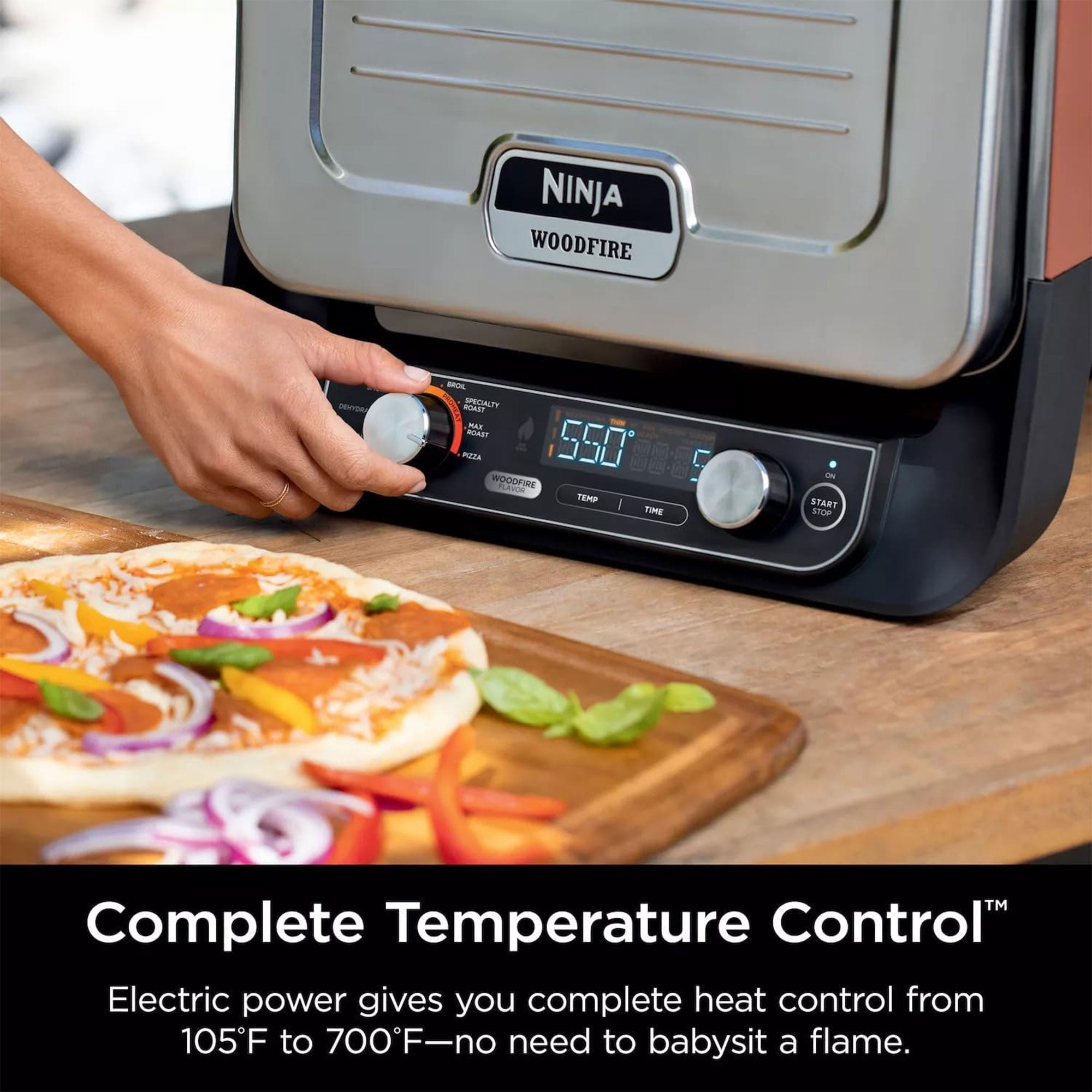 Ninja 8-in-1 Electric Programmable Woodfire Pizza Oven w/Timer, Grey (Open Box) - VMInnovations