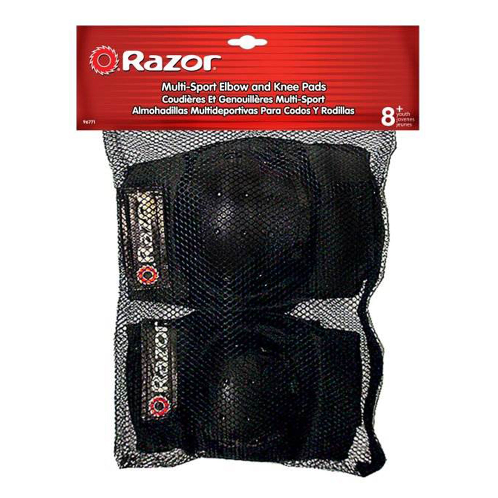 Razor Youth Multi-Sport Elbow & Knee Pad Safety Set - Black | 96771 (Open Box)
