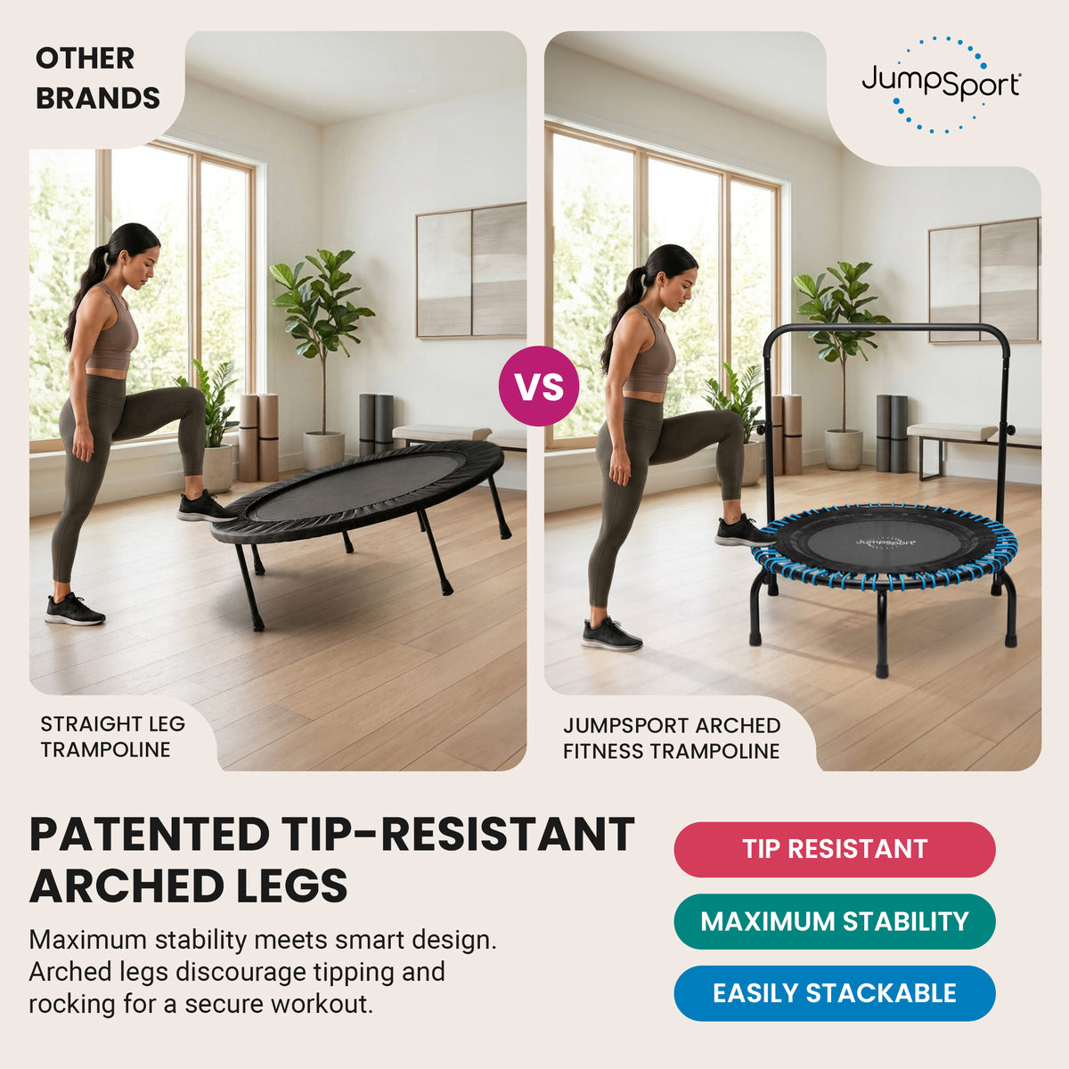 JumpSport 350 Series 39" Trampoline & Handle Bar, Teal (Open Box)
