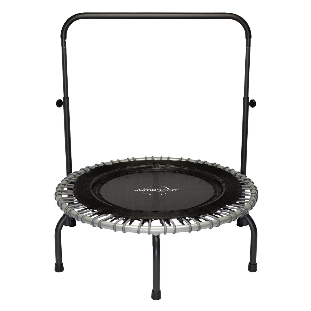 JumpSport 350 Series 39" Fitness Trampoline & Handle Bar Bundle, Adjustable Bungees, Stable No-Tip Arched Legs, & 60 Day Streaming Trial - VMInnovations