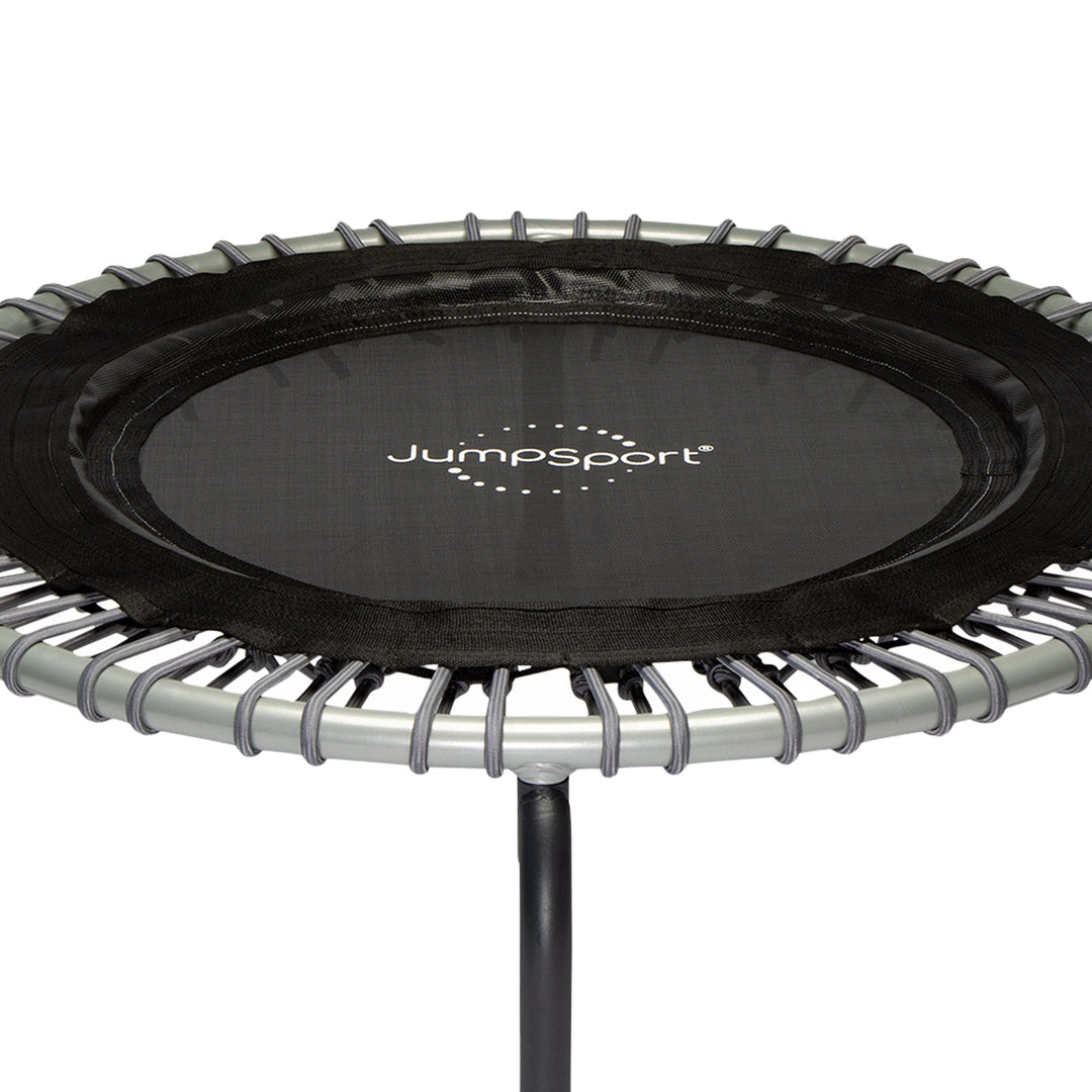 JumpSport 350 Series 39" Fitness Trampoline & Handle Bar Bundle, Adjustable Bungees, Stable No-Tip Arched Legs, & 60 Day Streaming Trial - VMInnovations
