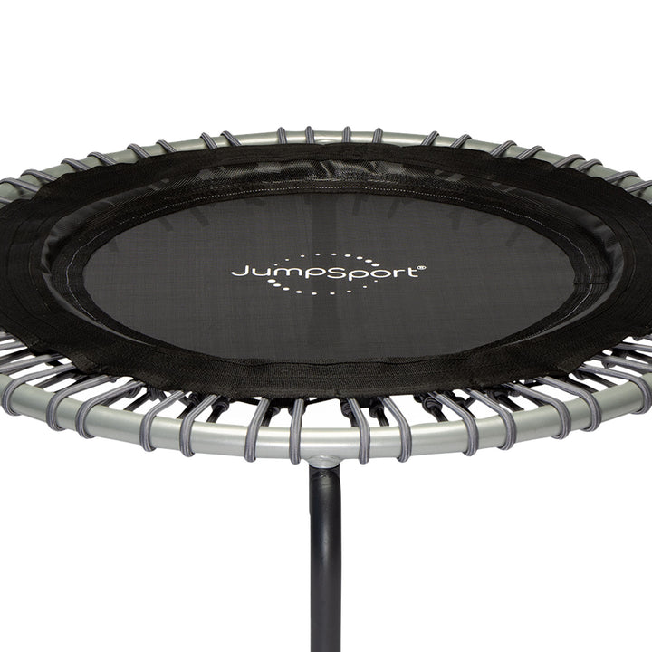 JumpSport 350 Series 39" Fitness Trampoline & Handle Bar Bundle, Adjustable Bungees, Stable No-Tip Arched Legs, & 60 Day Streaming Trial - VMInnovations