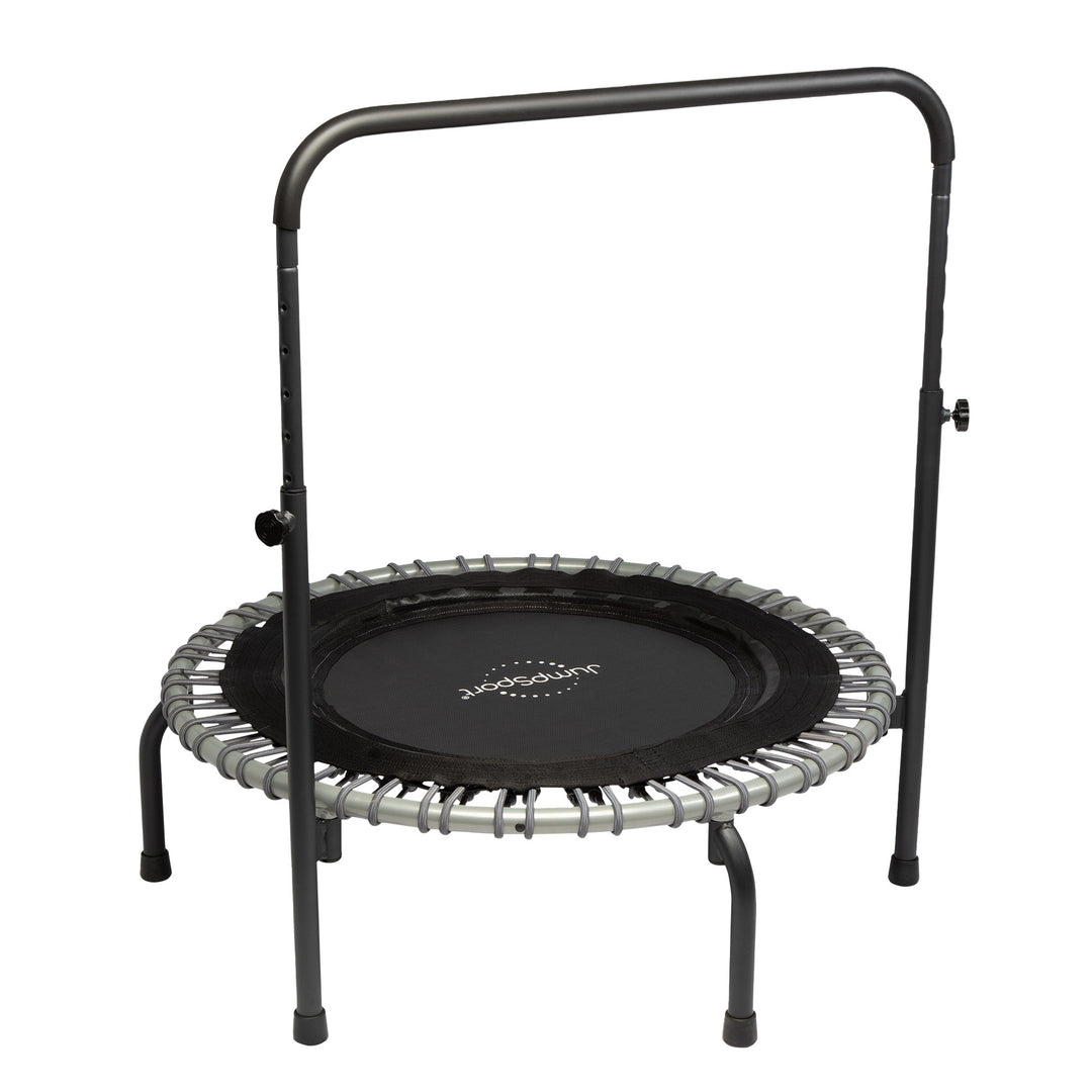 JumpSport 350 Series 39" Fitness Trampoline & Handle Bar Bundle, Adjustable Bungees, Stable No-Tip Arched Legs, & 60 Day Streaming Trial - VMInnovations