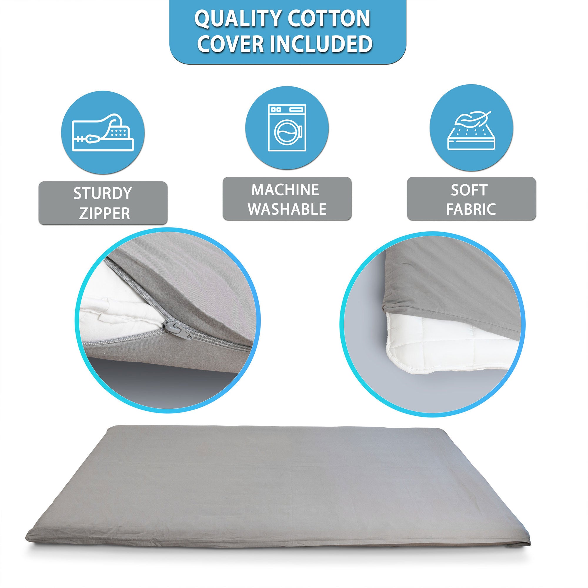 Native Nest Futon Floor Mattress, Foldable Shikibuton Bed, Full, Grey (Used) - VMInnovations