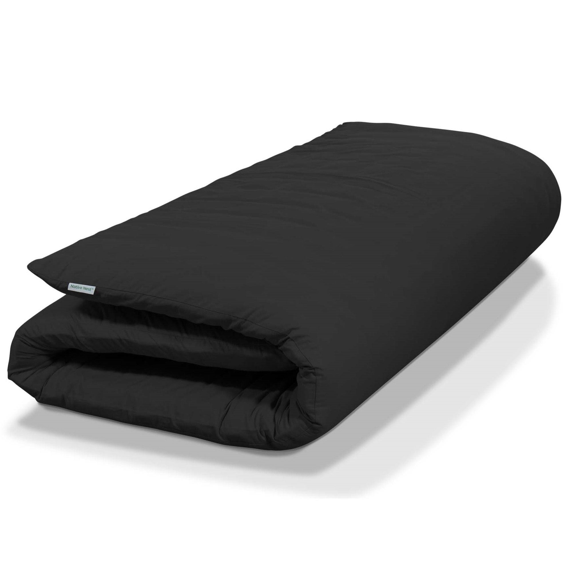 Native Nest Japanese Futon Floor Mattress, Foldable Shikibuton Bed, Full, Black - VMInnovations