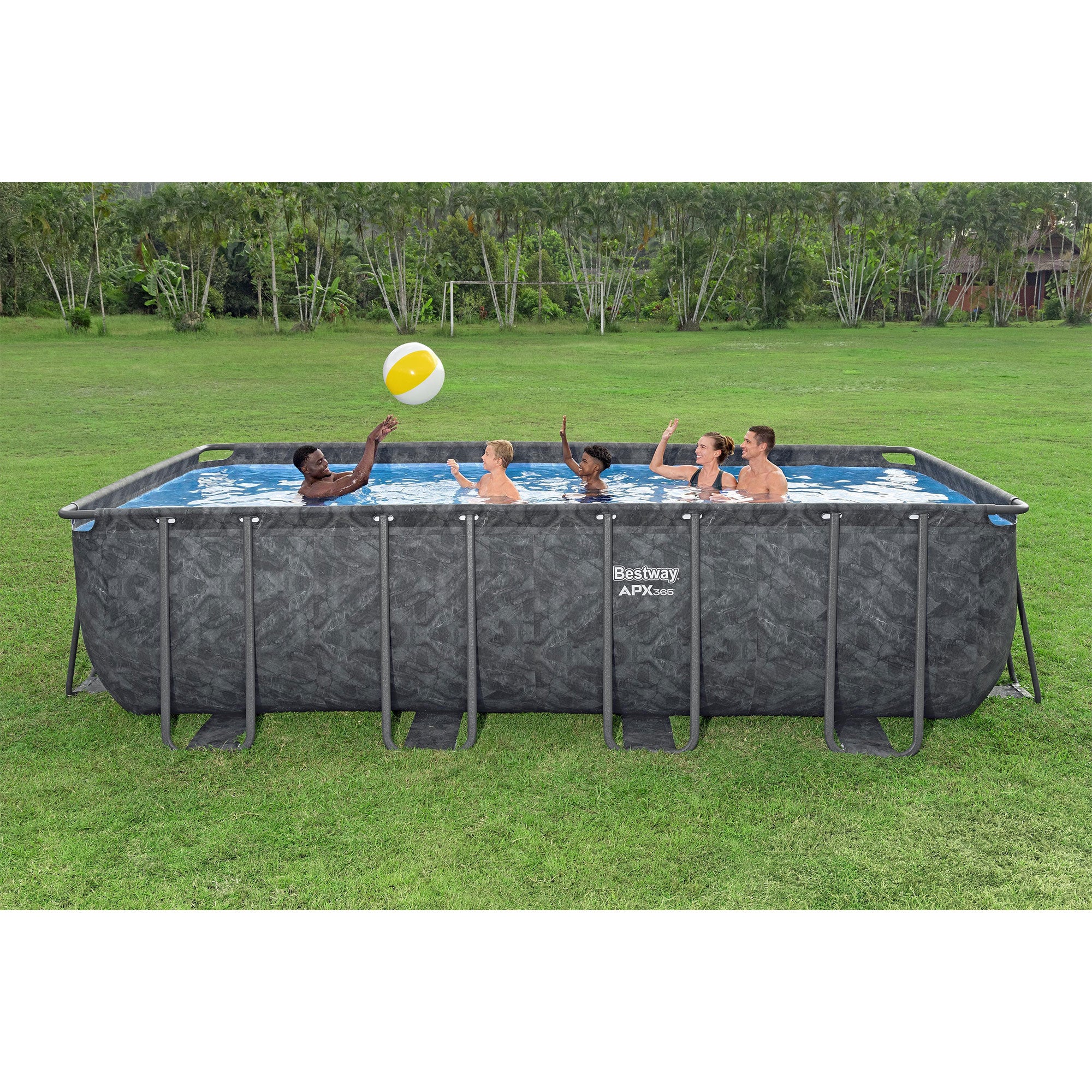 Bestway APX 365 18' x 9' x 52" Rectangular Swimming Pool Set, Gray (Open Box)