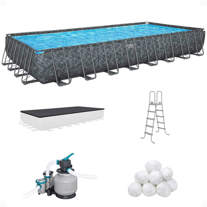 Bestway APX 365 31'4" x 16' x 52" Rectangular Above Ground Swimming Pool Set - VMInnovations