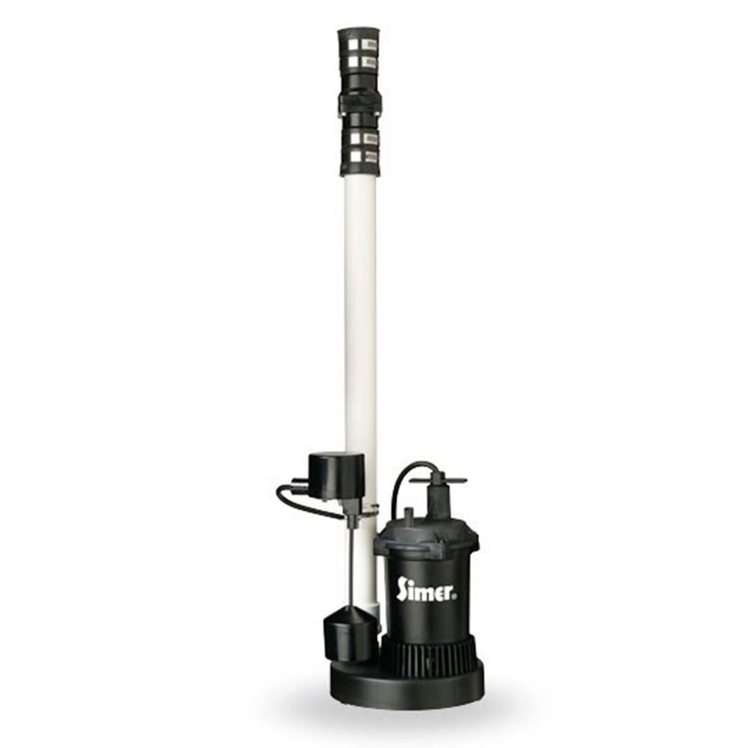 Simer Quick Install Sump Pump with Pre Assembled Discharge Pipe and Hose Kit - VMInnovations
