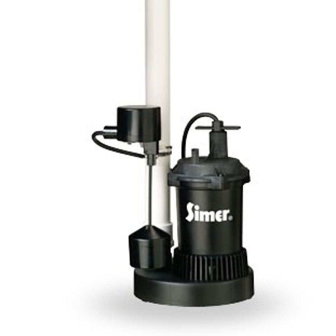 Simer Quick Install Sump Pump with Pre Assembled Discharge Pipe and Hose Kit - VMInnovations