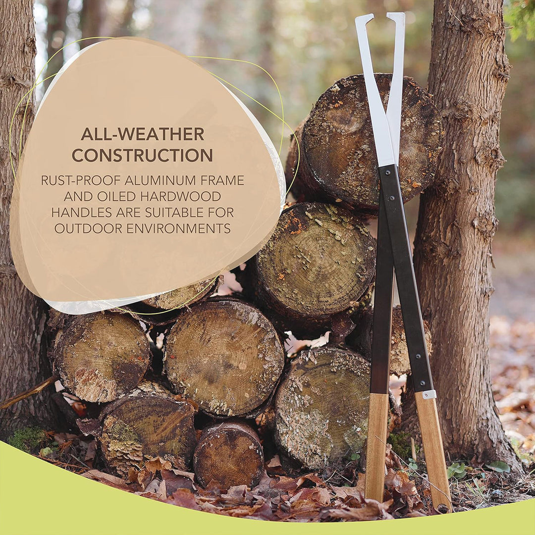 KABIN 38 Inch Fire Tongs Log Grabbers, Camping Fire Pit Fireplace Accessories - VMInnovations