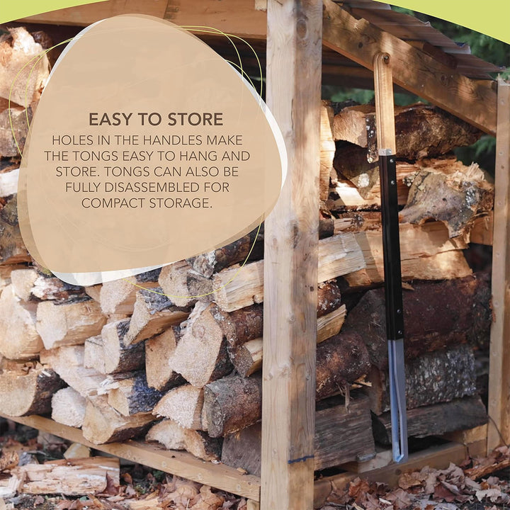 KABIN 38 Inch Fire Tongs Log Grabbers, Camping Fire Pit Fireplace Accessories - VMInnovations