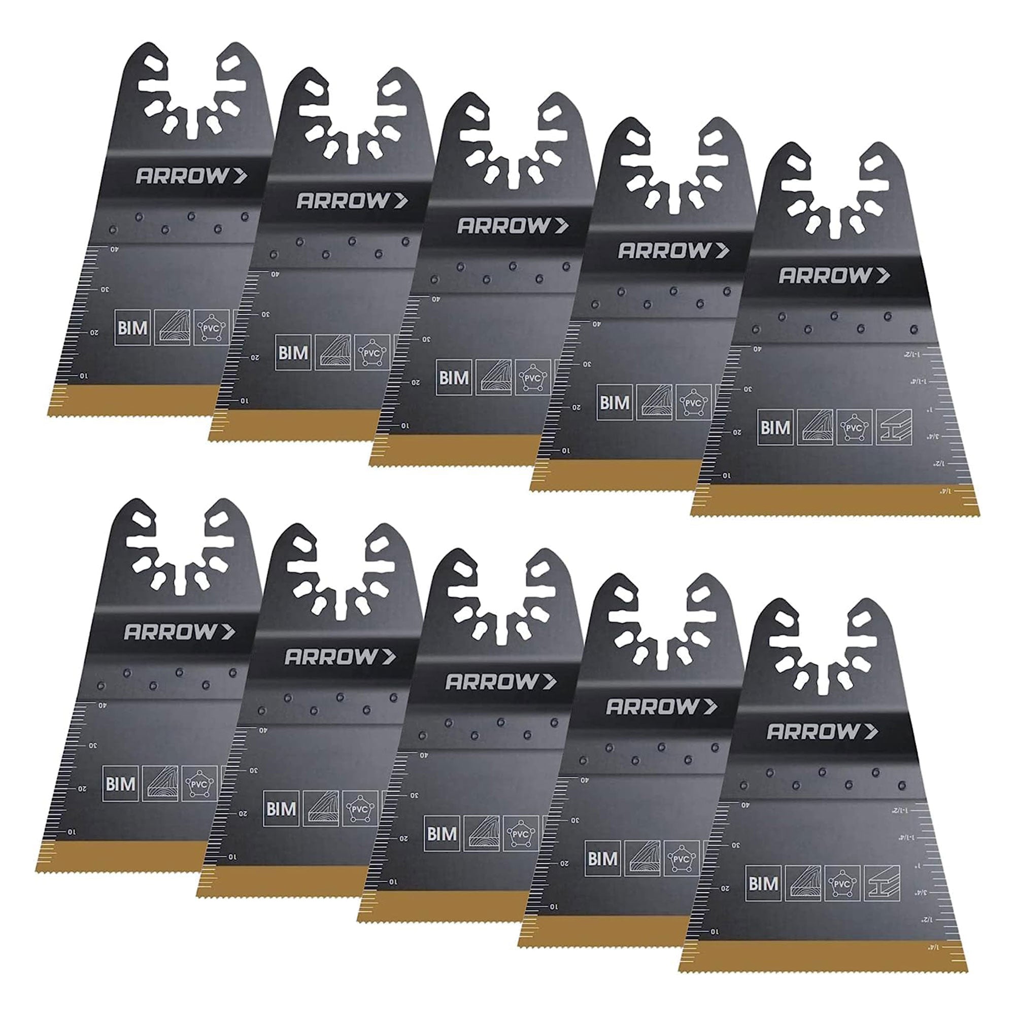 Arrow 2-11/16- Inches Titanium Wood & Nail Oscillating Tool Blade, 10 Piece