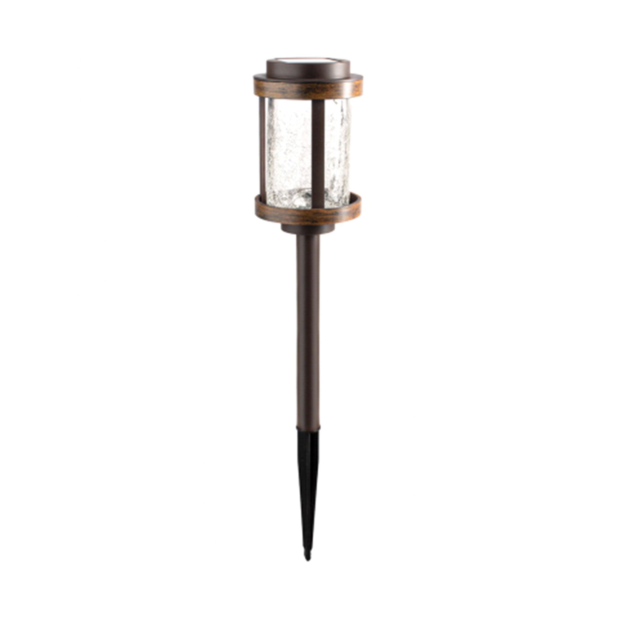 Fusion Solar Stake Crackle Glass Light, Bronze with Woodgrain Finish, 4 Pack - VMInnovations