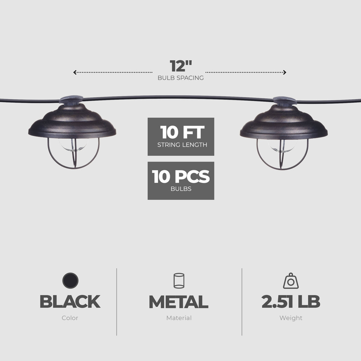 Globe Electric Porto String 10 Light Set with Incandescent Design (Open Box)