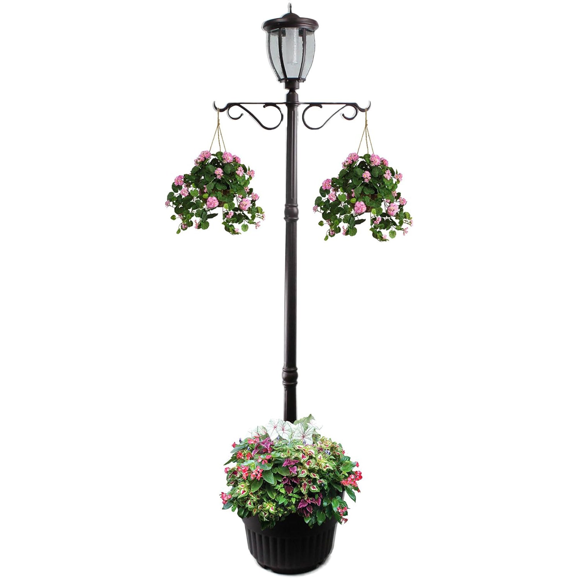 Sun-Ray Kenwick 7 Foot Single Head Solar Lamp Post & Planter, 1 Light, Bronze - VMInnovations