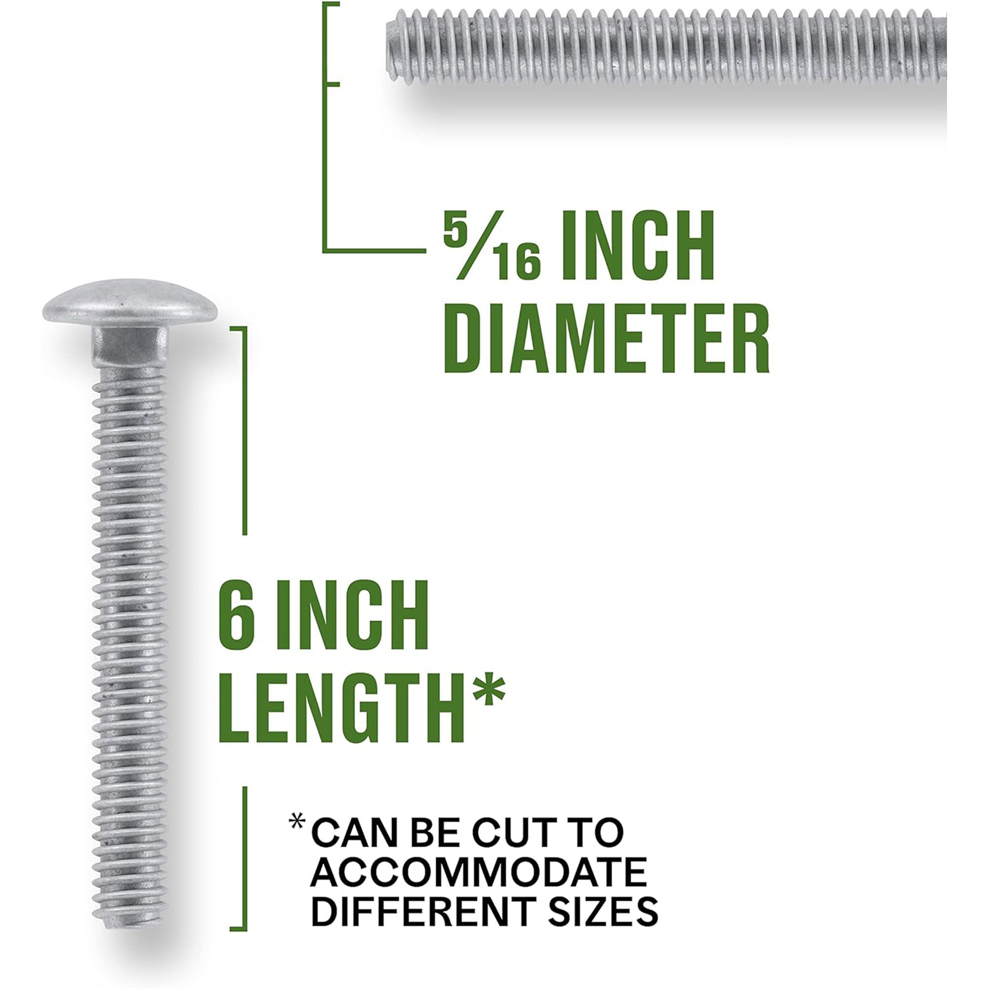 Hillman .94" x 6 Galvanized Carriage Bolts for Wood or Metal Frame, (50 Pack) - VMInnovations