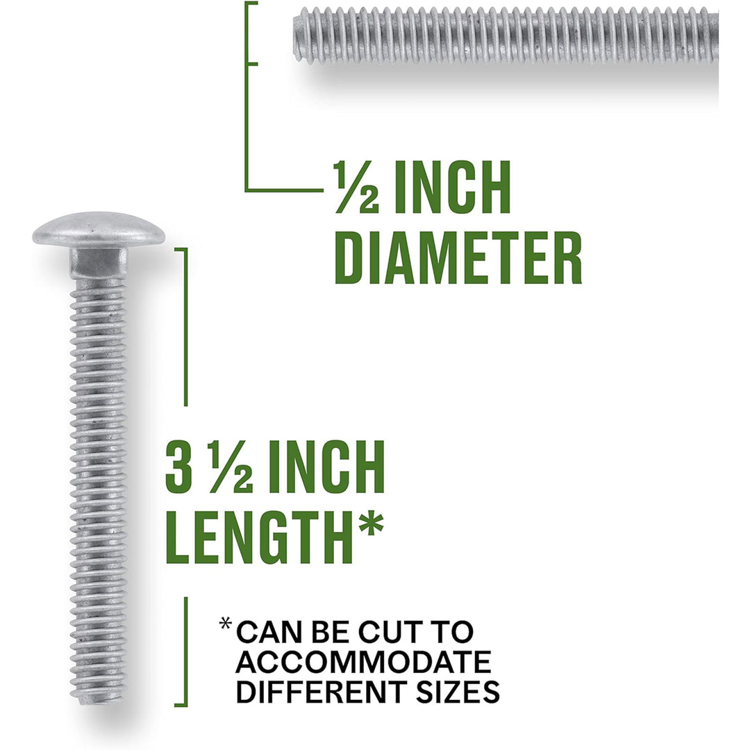 Hillman .5 x 3 Inch Galvanized Carriage Bolts For Wood or Metal Frame, (50 Pack) - VMInnovations