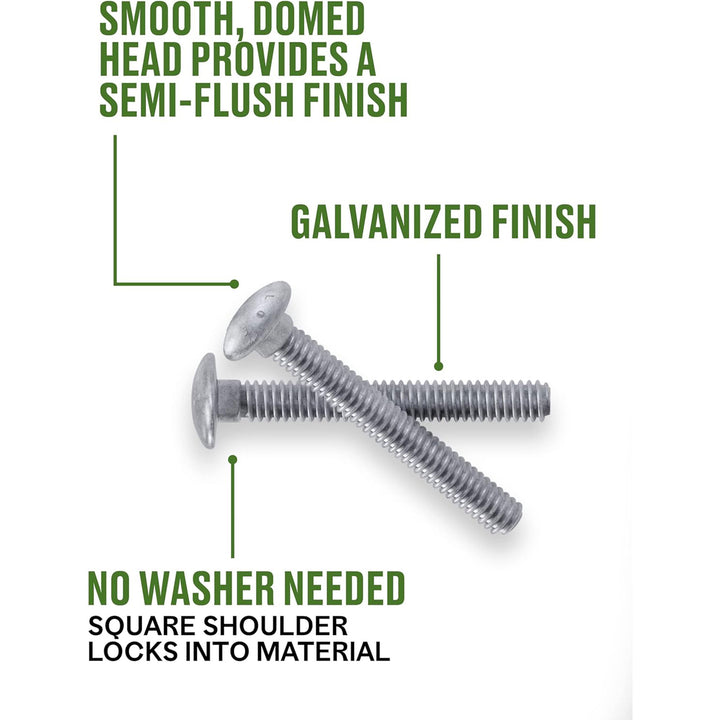 Hillman .5 x 3 Inch Galvanized Carriage Bolts For Wood or Metal Frame, (50 Pack) - VMInnovations