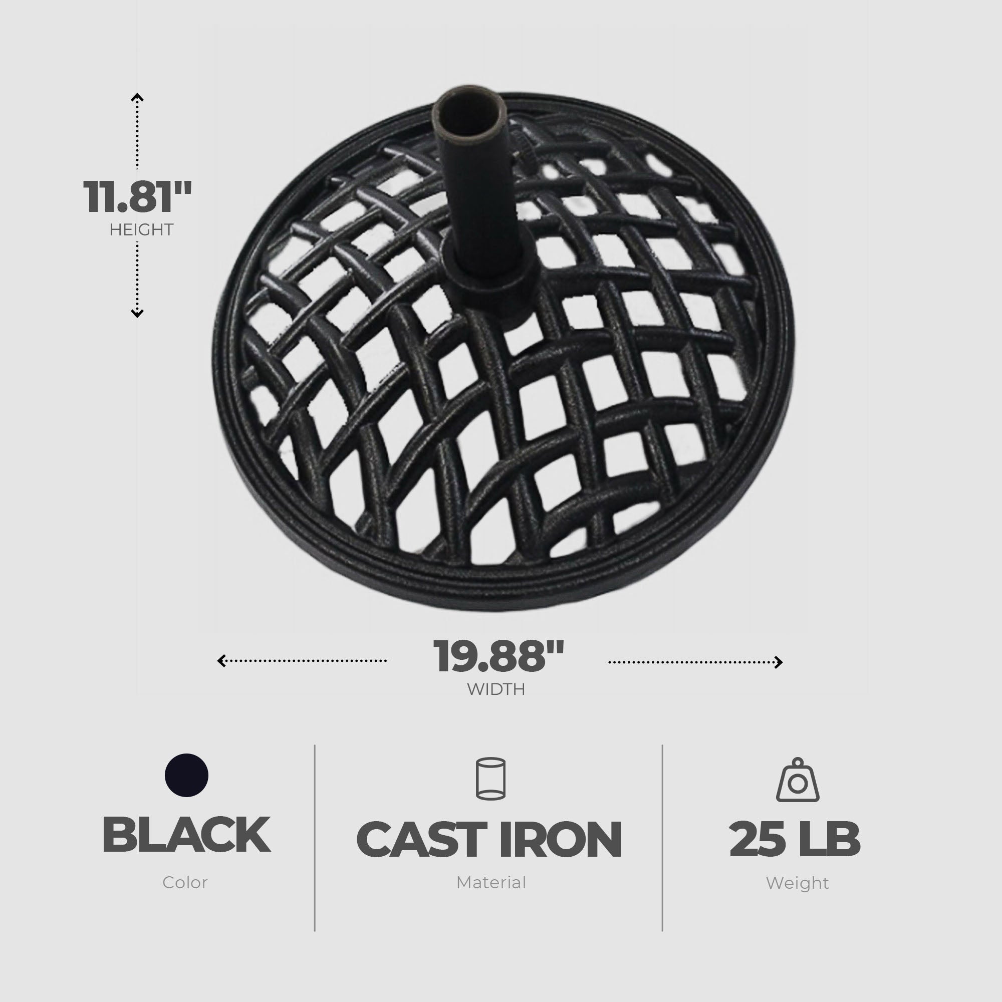 Four Seasons Courtyard Nantucket 19" Cast Iron Umbrella Base, Black (Open Box) - VMInnovations
