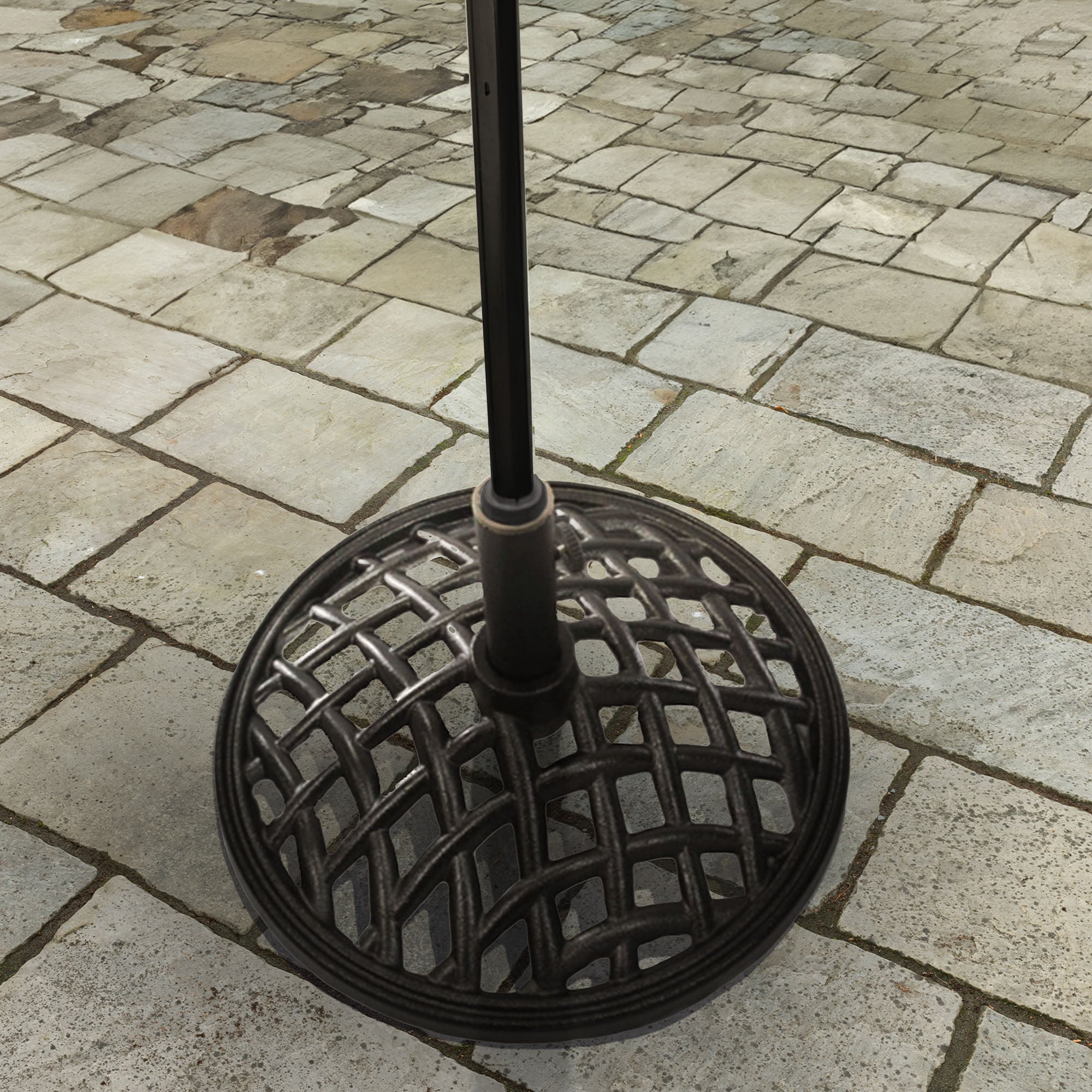 Four Seasons Courtyard Nantucket 19" All Weather Cast Iron Umbrella Base, Black - VMInnovations