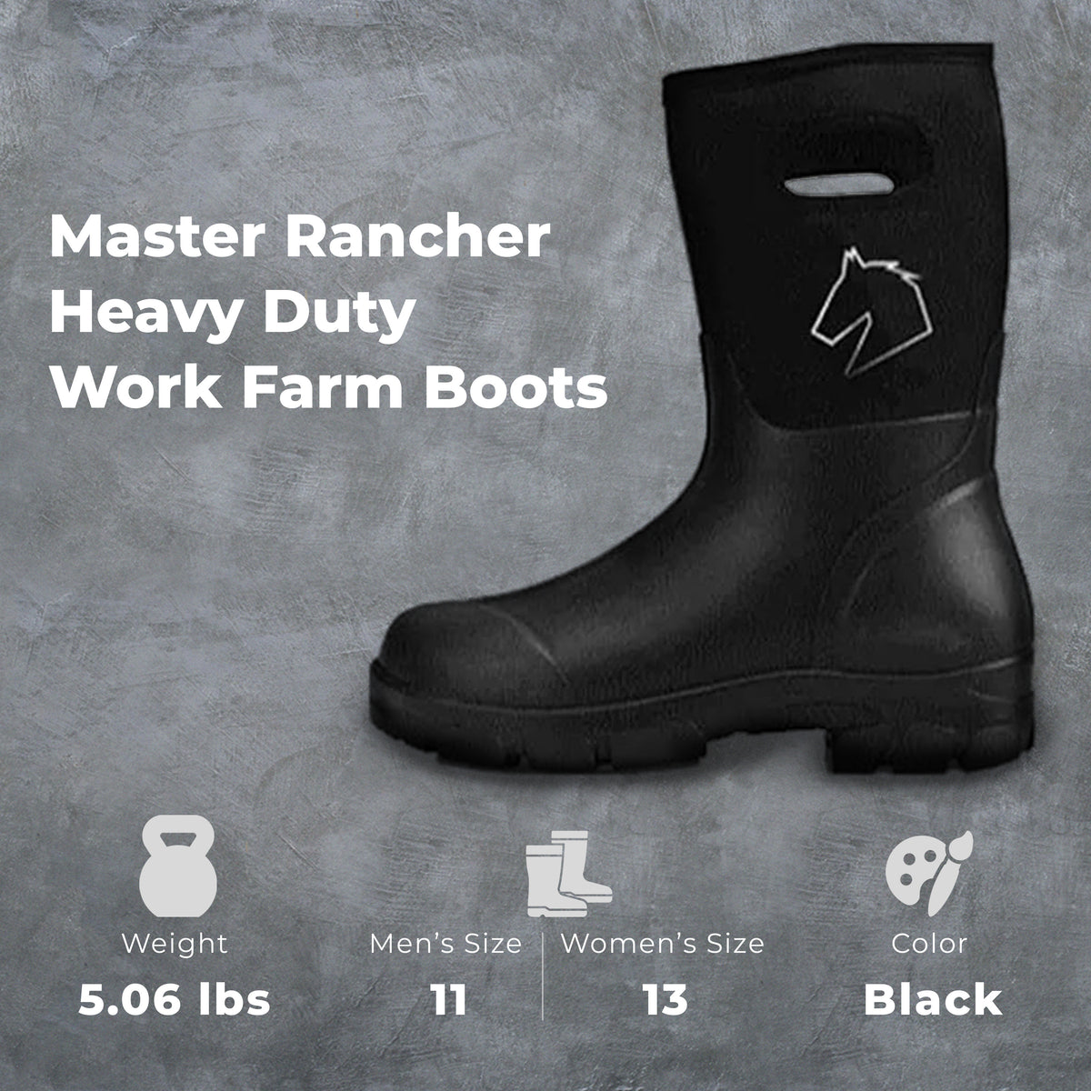 Master Rancher Heavy Duty Work Farm Boots Unisex Men's 11 Women's 13, (Open Box)