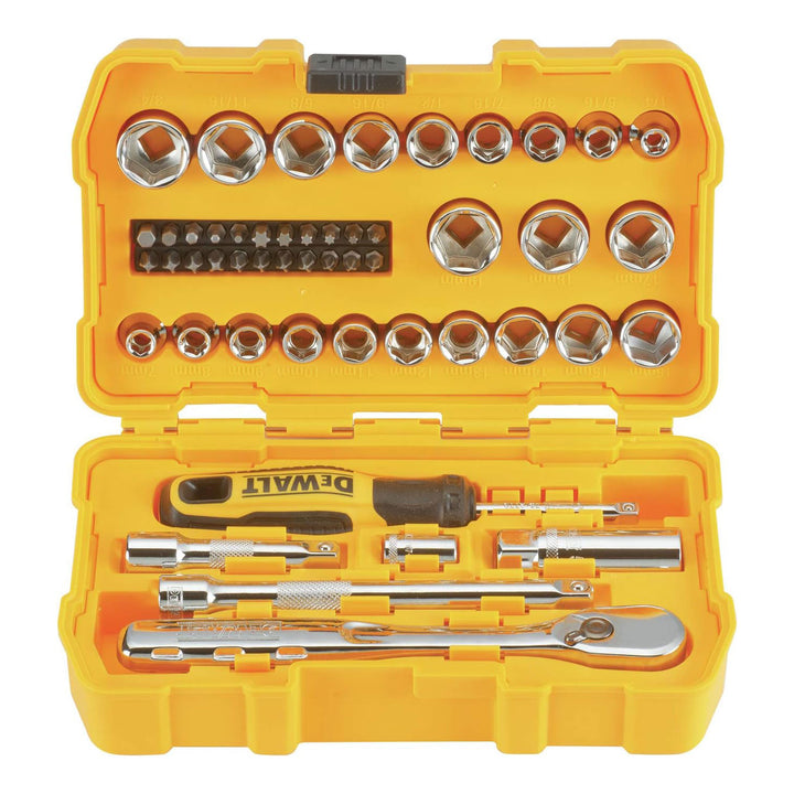 Dewalt 50 Piece 3/8 Inch Mechanics Hand Tool and Socket Set, SAE and Metric - VMInnovations