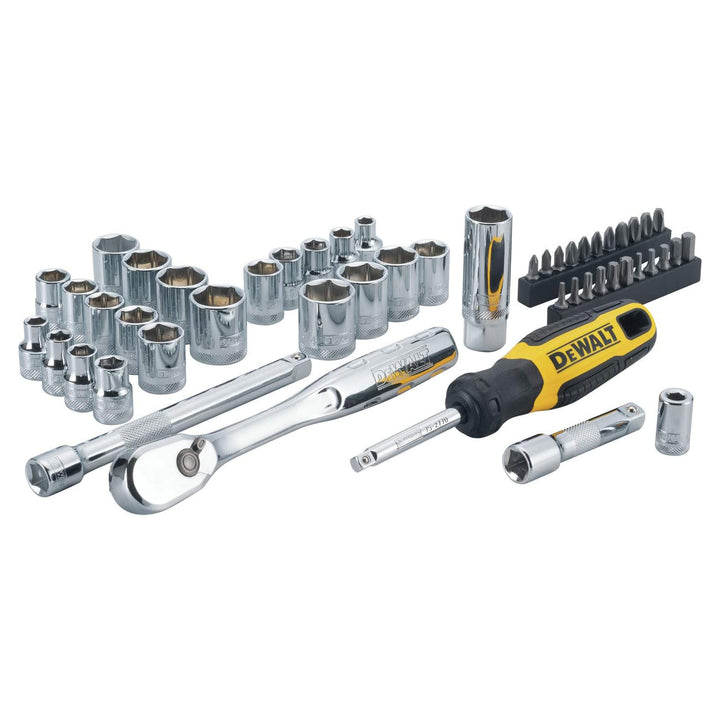 Dewalt 50 Piece 3/8 Inch Mechanics Hand Tool and Socket Set, SAE and Metric - VMInnovations