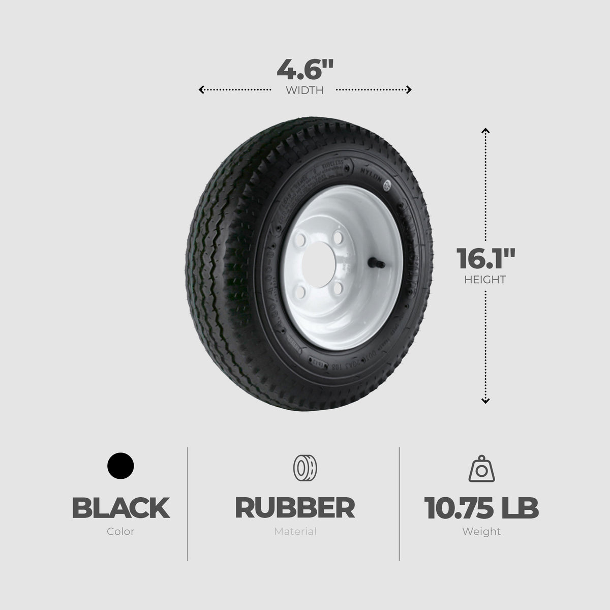 Kenda Loadstar 480/400-8 LRB Utility Trailer Tire and 4-Hole Custom Spoke Wheel - VMInnovations