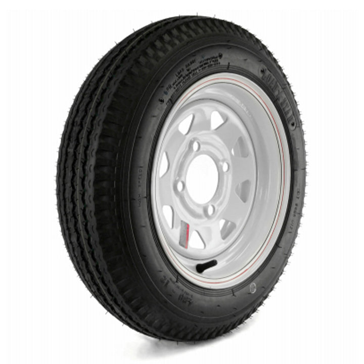 Kenda Loadstar 480-12 LRC Utility Trailer Tire and 4-Hole Custom Spoke Wheel - VMInnovations