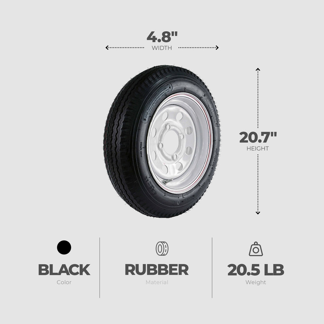 Kenda Loadstar 480-12 LRC Utility Trailer Tire and 4-Hole Custom Spoke Wheel - VMInnovations