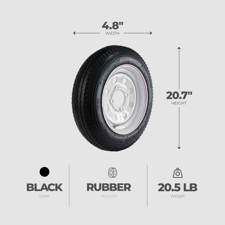 Kenda Loadstar 480-12 LRC Utility Trailer Tire and 4-Hole Custom Spoke Wheel - VMInnovations