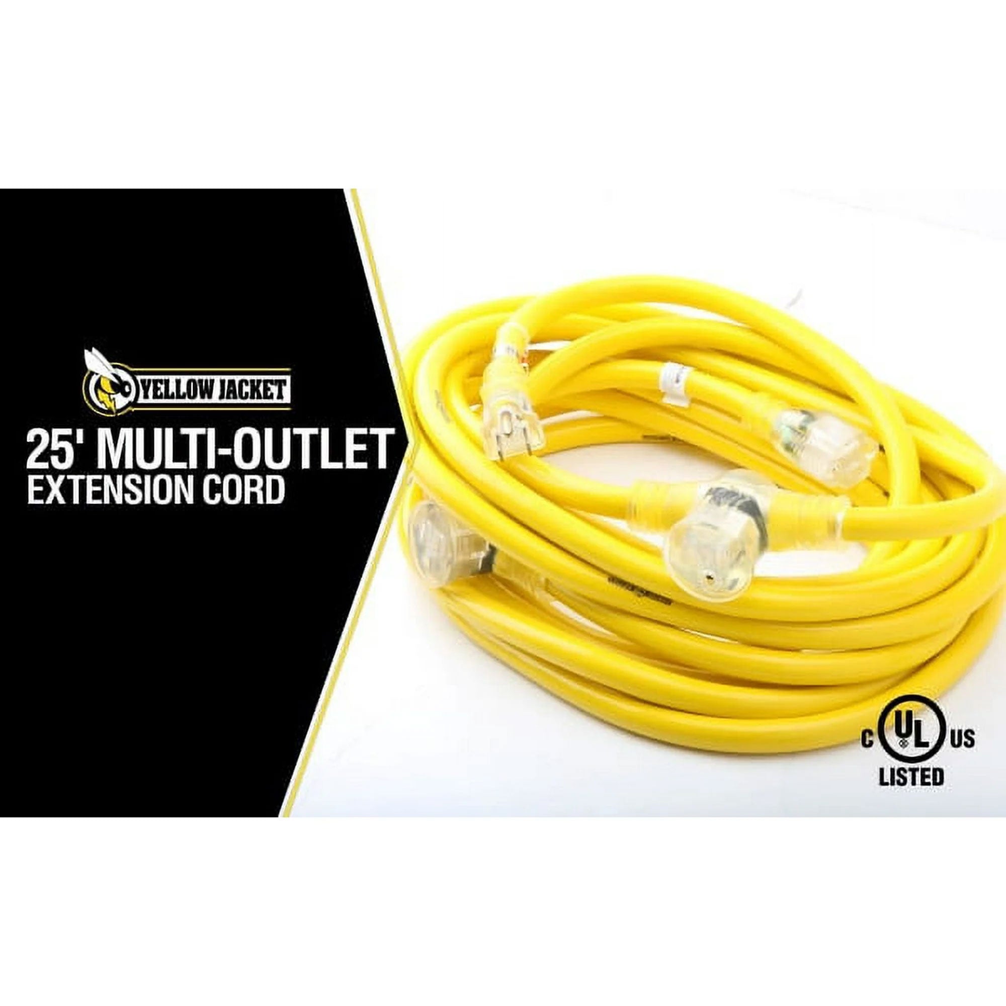 Southwire Yellow Jacket 25' Industrial Commercial 3 Outlet Extension Power Cord - VMInnovations