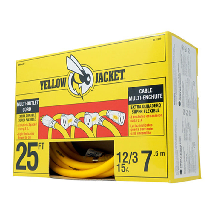 Southwire Yellow Jacket 25' Industrial Commercial 3 Outlet Extension Power Cord - VMInnovations