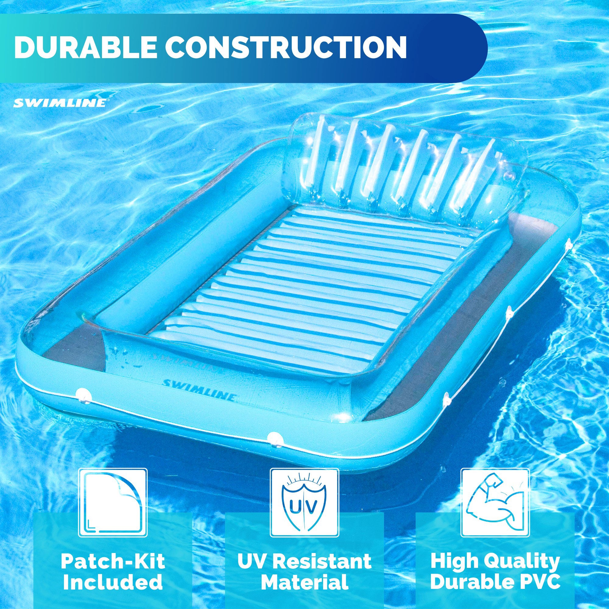 Swimline Original Suntan Tub Relaxing Outdoor Water Lounge Float, Blue (3 Pack) - VMInnovations