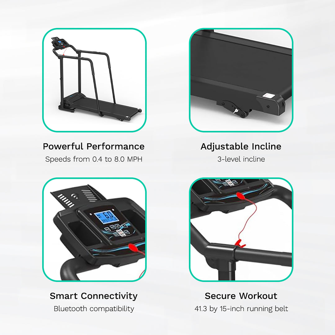 Ksports Advanced Rehab Treadmill 2.25 Horsepower Motor, Bluetooth Kinomap, Black - VMInnovations