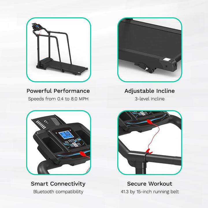Ksports Advanced Rehab Treadmill 2.25 Horsepower Motor, Bluetooth Kinomap, Black - VMInnovations