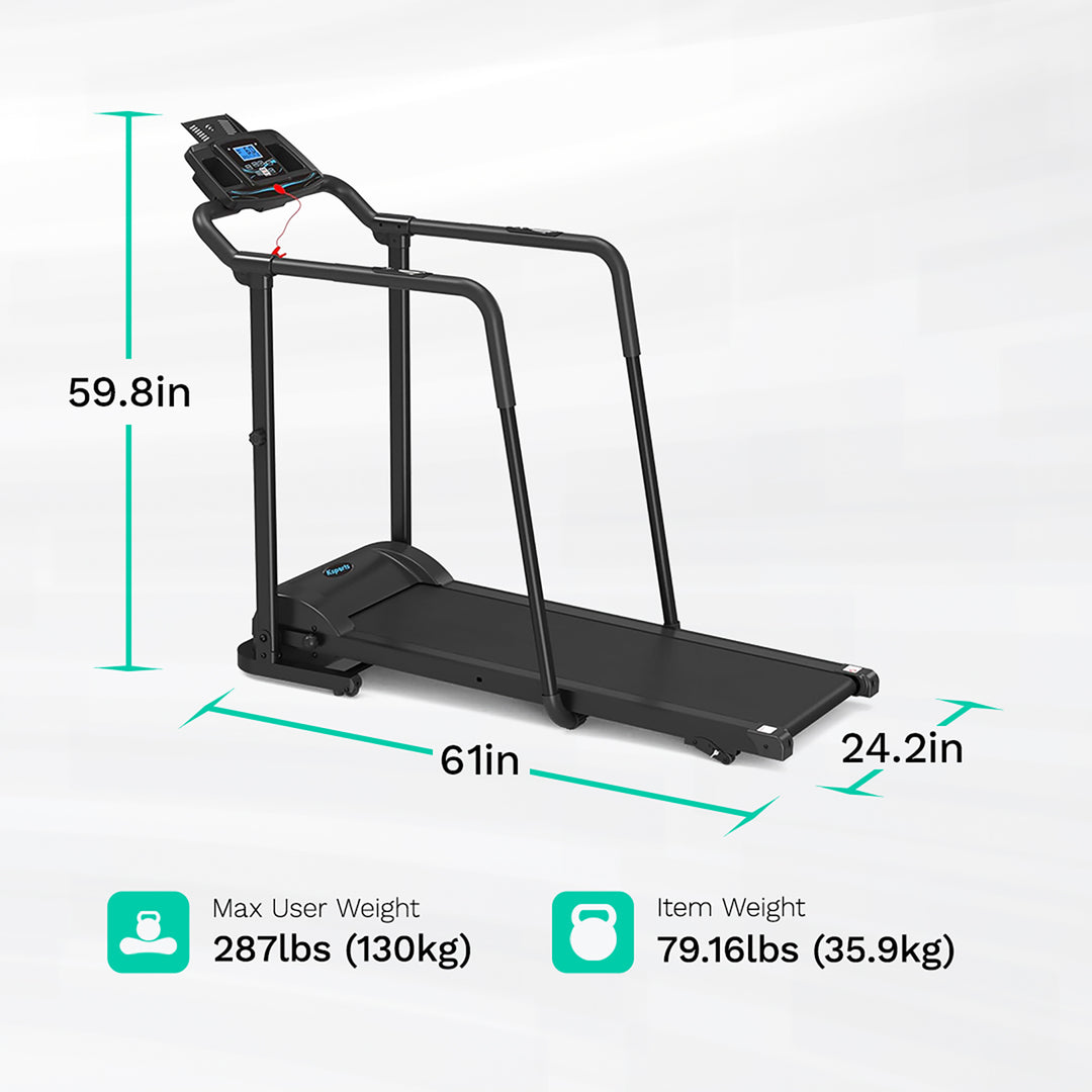 Ksports Advanced Rehab Treadmill 2.25 Horsepower Motor, Bluetooth Kinomap, Black - VMInnovations