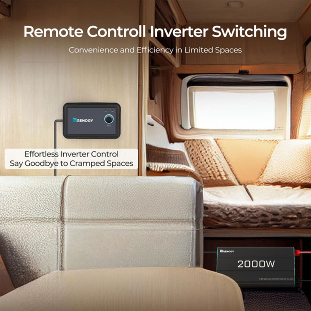Renogy 2000W 12V Pure Sine Wave Battery Inverter with Cables and Remote, Black - VMInnovations