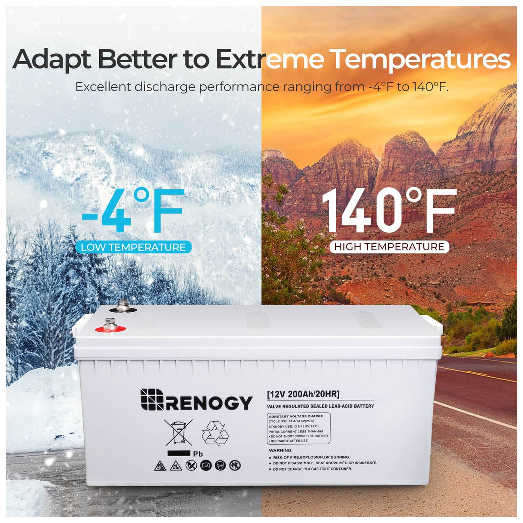 Renogy Deep Cycle AGM Battery, Safe Charge for Off-Grid Solar Panels, 12 V 200Ah - VMInnovations