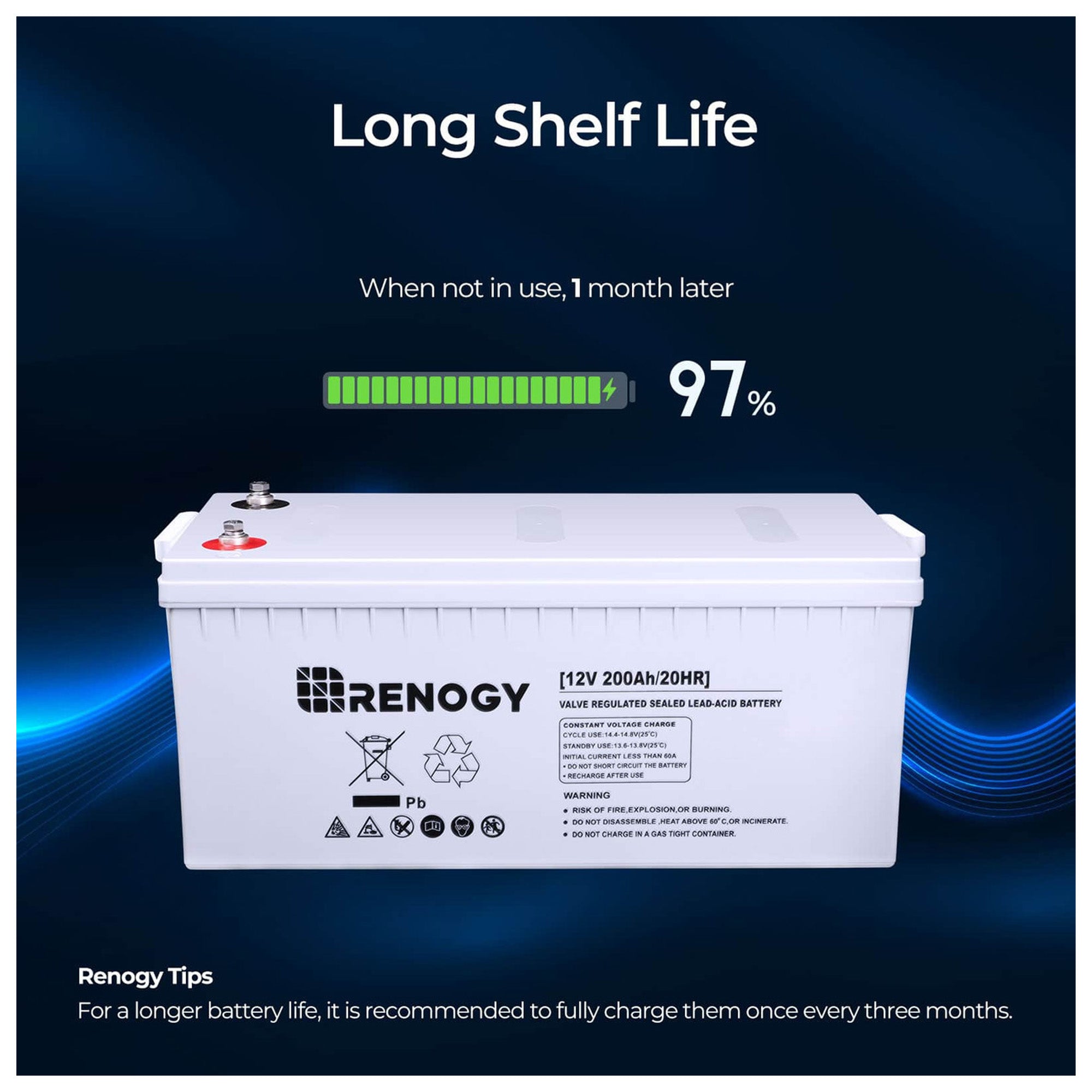 Renogy Deep Cycle AGM Battery, Safe Charge for Off-Grid Solar Panels, 12 V 200Ah - VMInnovations