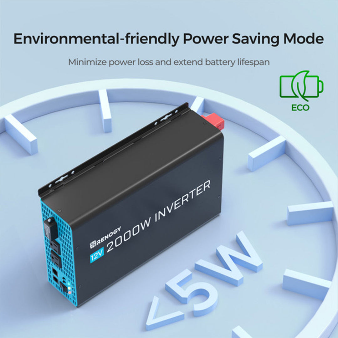 Renogy 2000W 12V Pure Sine Wave Battery Inverter, Remote, New Edition, Black - VMInnovations