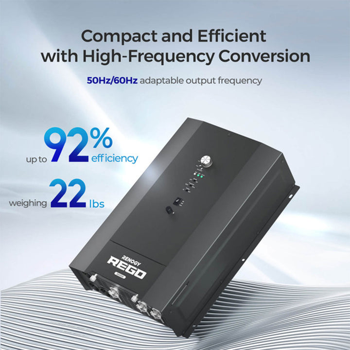 Renogy REGO 3000W 12V Pure Sine Wave Inverter Charger, Split Phase Design, Black - VMInnovations