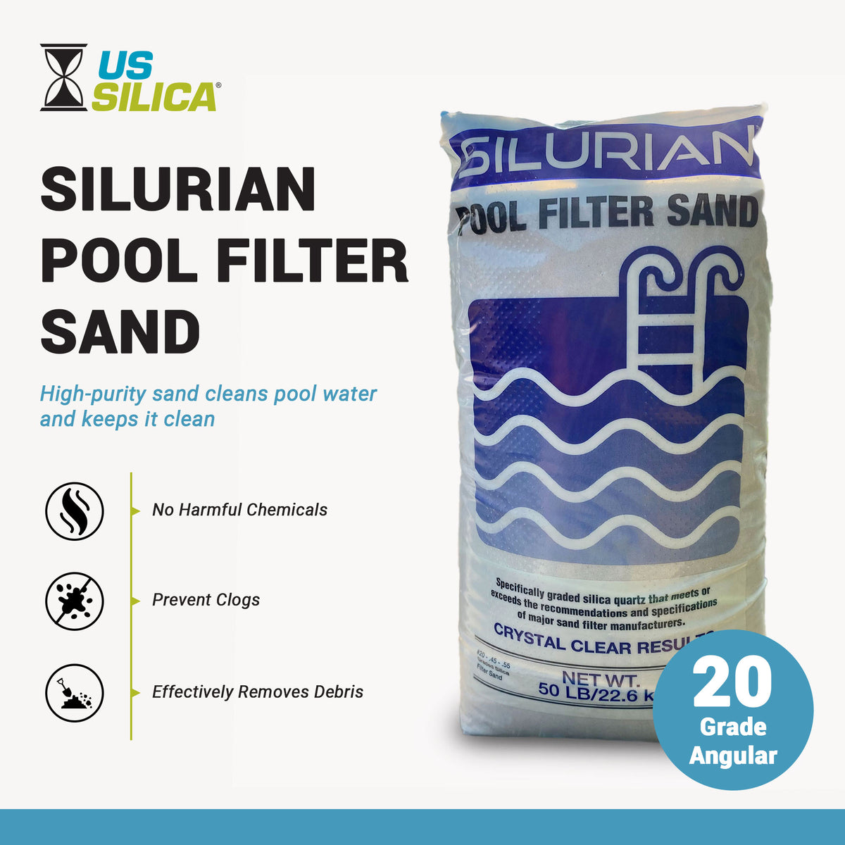 U.S. Silica SILURIAN 20 Grade Pool Filter Sand & Funsicle 12" Sand Filter Pump