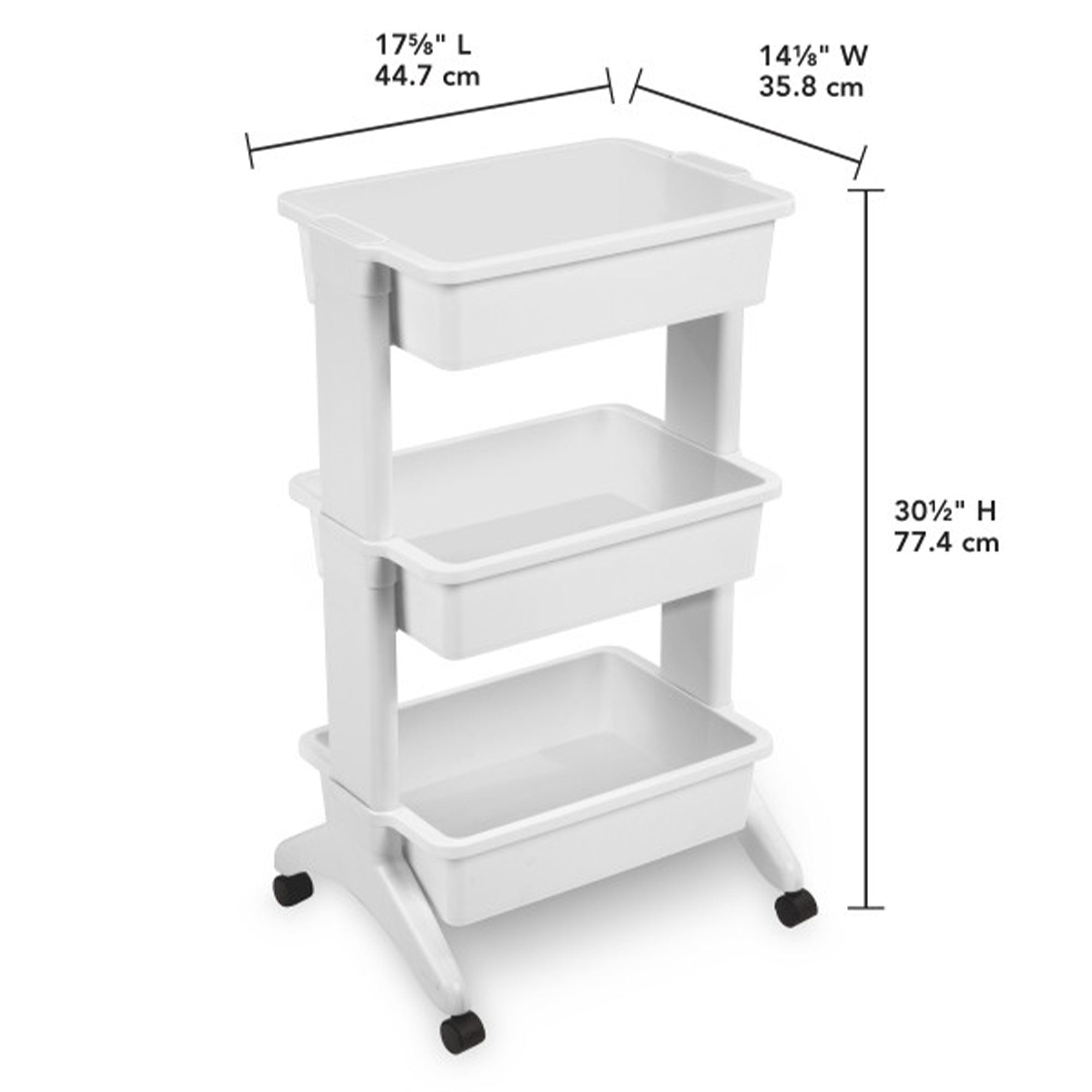 Sterilite 3 Tier Utility Rolling Organization Cart Portable Storage Bins, 6 Pack - VMInnovations