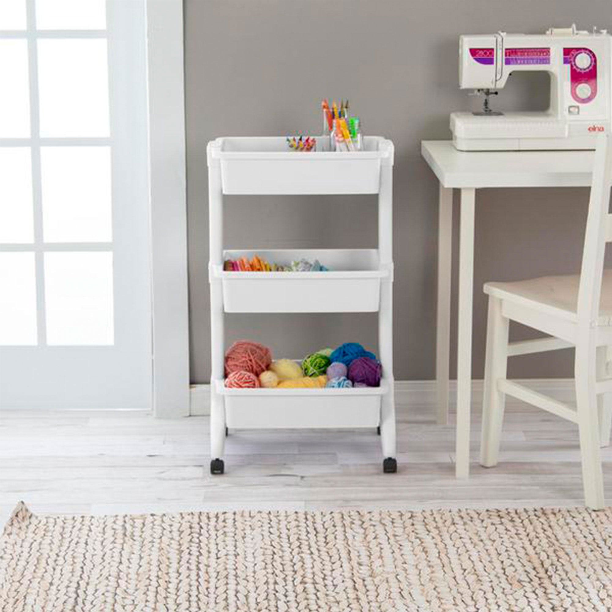 Sterilite 3 Tier Utility Rolling Organization Cart Portable Storage Bins, 6 Pack - VMInnovations