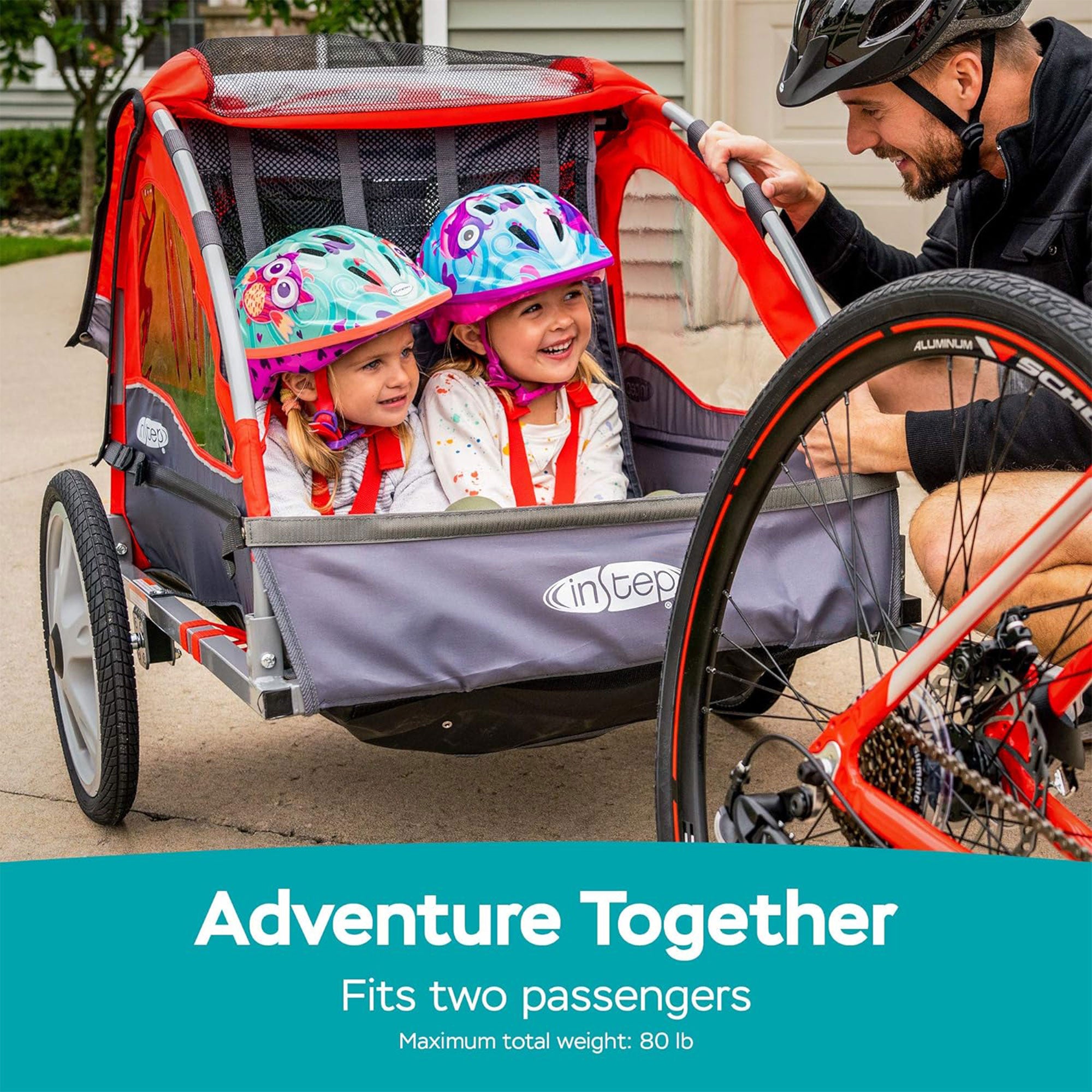 InStep Take 2 Folding Nylon Bike Trailer with Double Seat, Red (For Parts) - VMInnovations