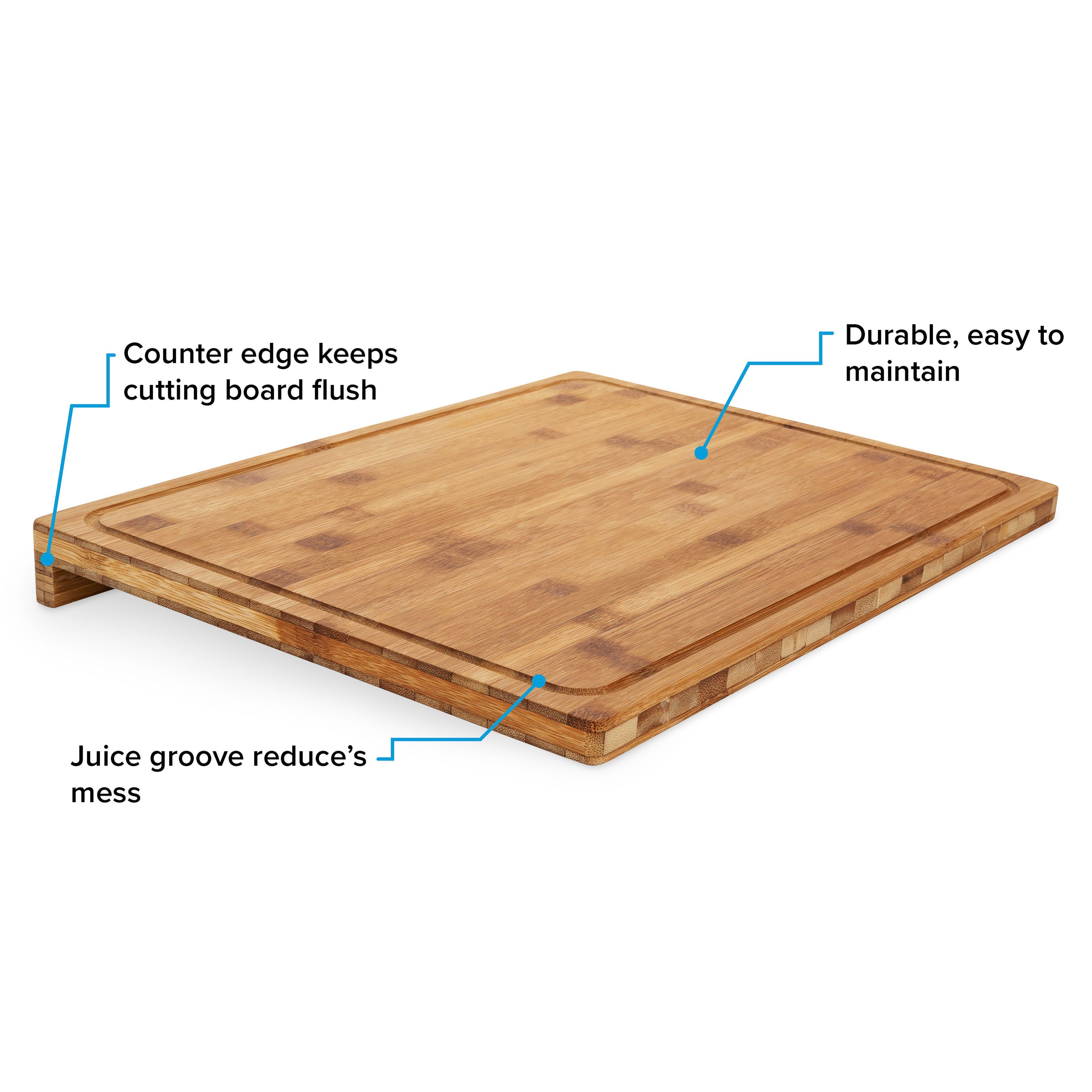 Camco Bamboo Cutting Board, 18 x 14 x 1 3/4 In, Durable Kitchen Essential, Brown - VMInnovations
