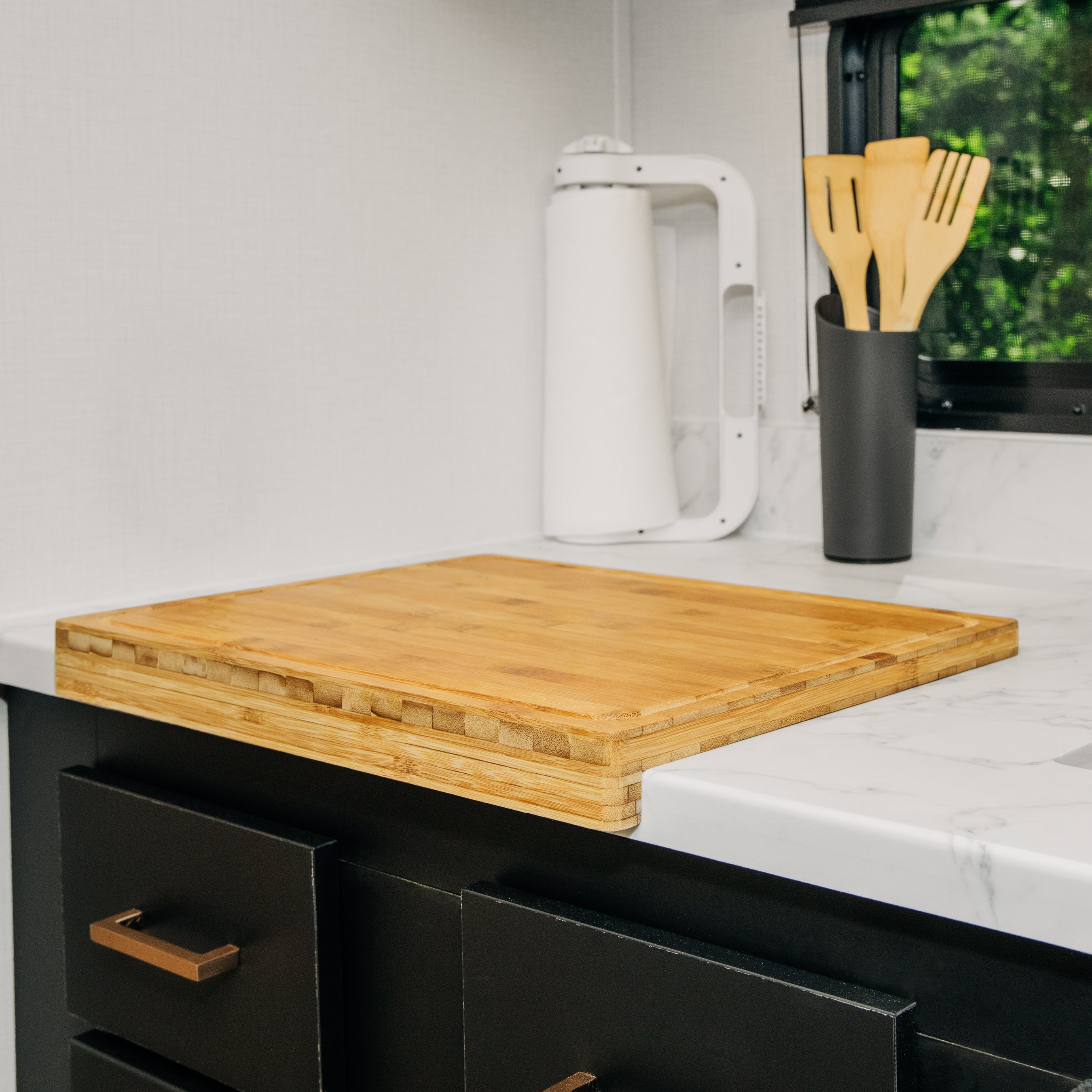 Camco Bamboo Cutting Board, 18 x 14 x 1 3/4 In, Durable Kitchen Essential, Brown - VMInnovations