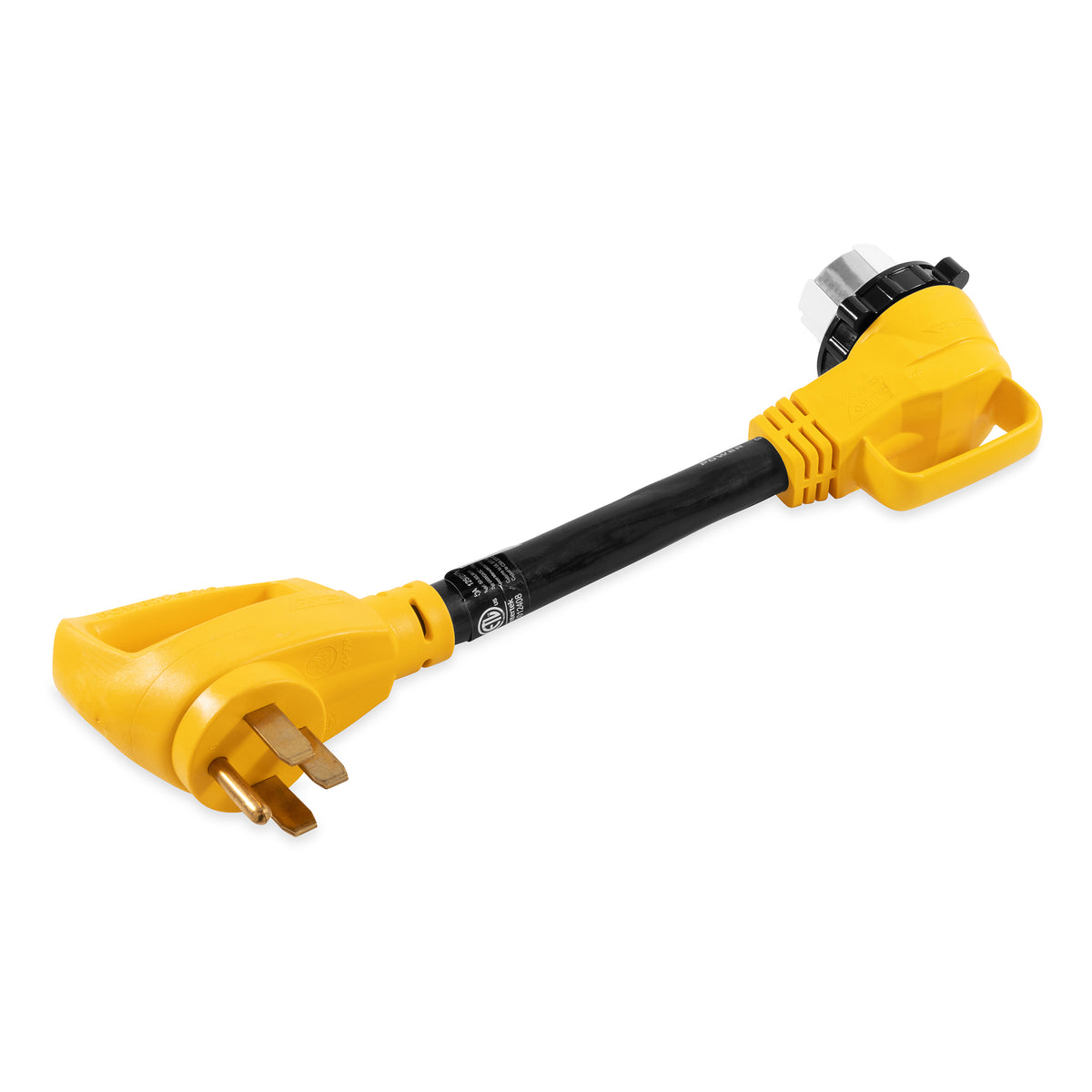 Camco 18 inch Heavy Duty Electrical RV Dogbone Adapter with Handle, Yellow